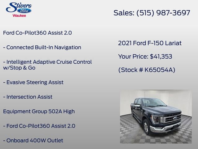 Certified 2021 Ford F150 Lariat w/ Equipment Group 502A High image 7