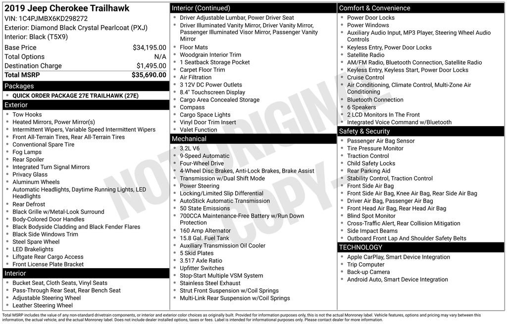 Used 2019 Jeep Cherokee Trailhawk AWD/4WD image 21