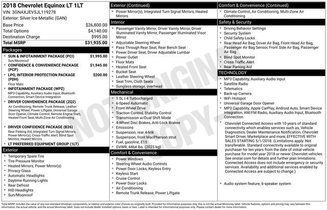 Used 2018 Chevrolet Equinox LT w/ Sun & Infotainment Package FWD image 38