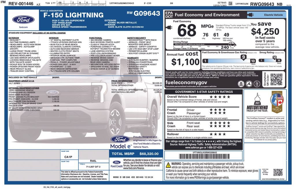 Certified 2024 Ford F150 Lightning XLT w/ Max Trailer Tow Package AWD/4WD image 6