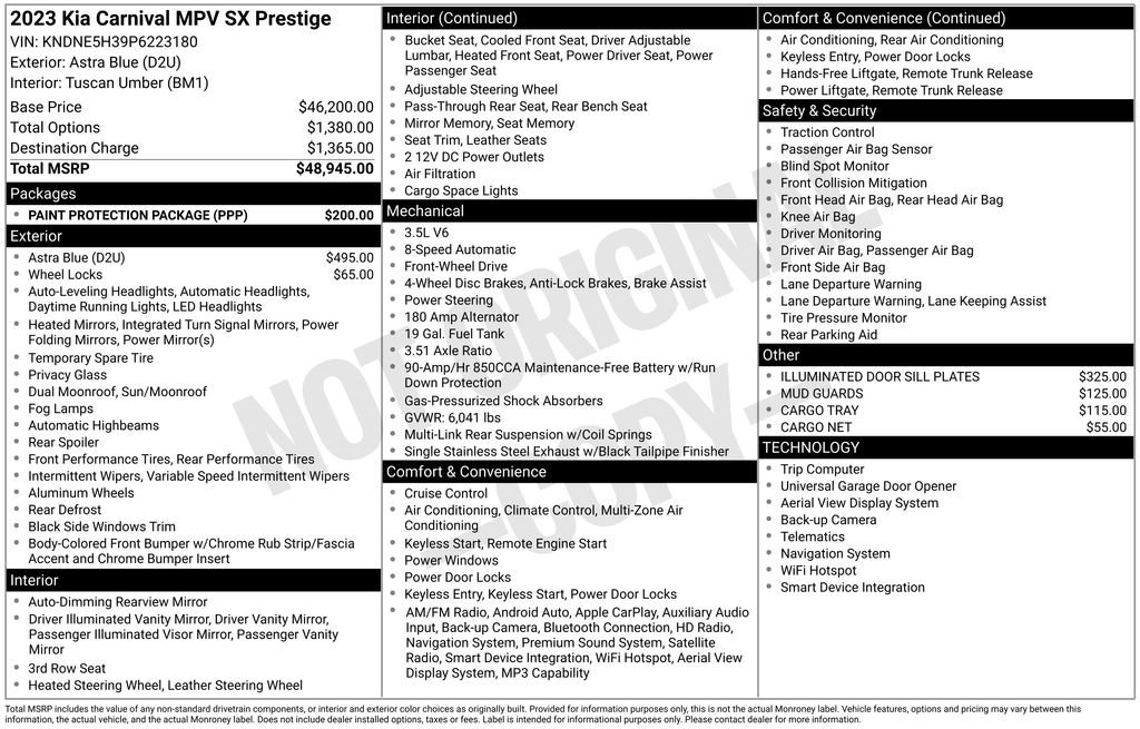 Used 2023 Kia Carnival SX Prestige w/ Paint Protection Package FWD image 5