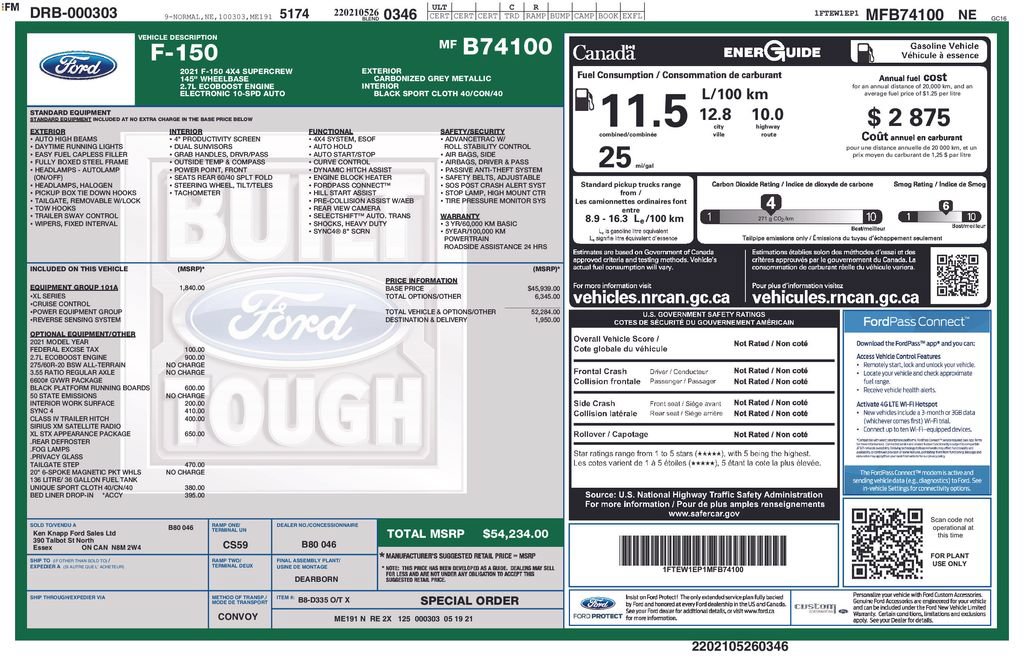Certified 2021 Ford F150 XL w/ Equipment Group 101A High AWD/4WD image 41