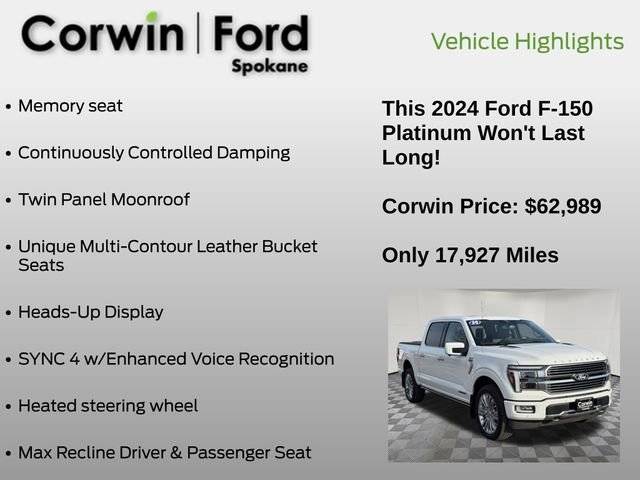 Certified 2024 Ford F150 Platinum w/ Equipment Group 703A Plus image 25