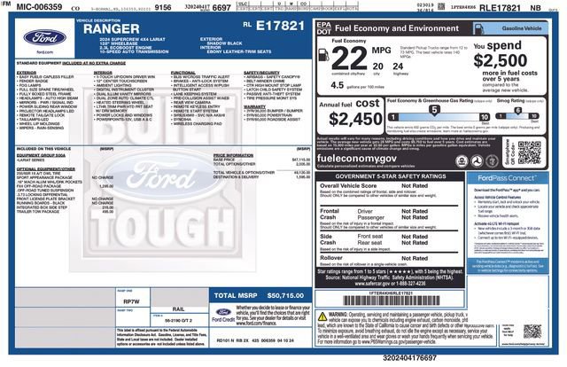 Certified 2024 Ford Ranger Lariat w/ FX4 Off-Road Package image 11
