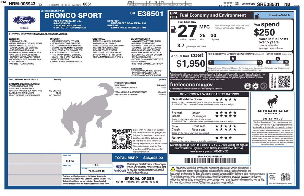 Certified 2025 Ford Bronco Sport Outer Banks image 31