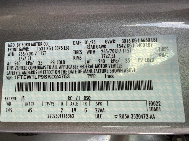 Certified 2025 Ford F150 XL w/ Equipment Group 103A High AWD/4WD image 42