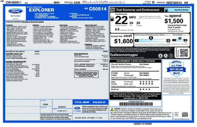 Certified 2022 Ford Explorer XLT w/ Equipment Group 202A AWD/4WD image 38