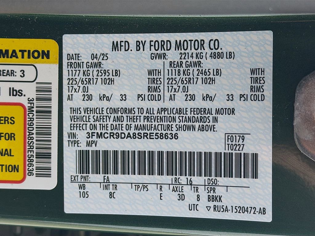 Certified 2025 Ford Bronco Sport Badlands AWD/4WD image 37