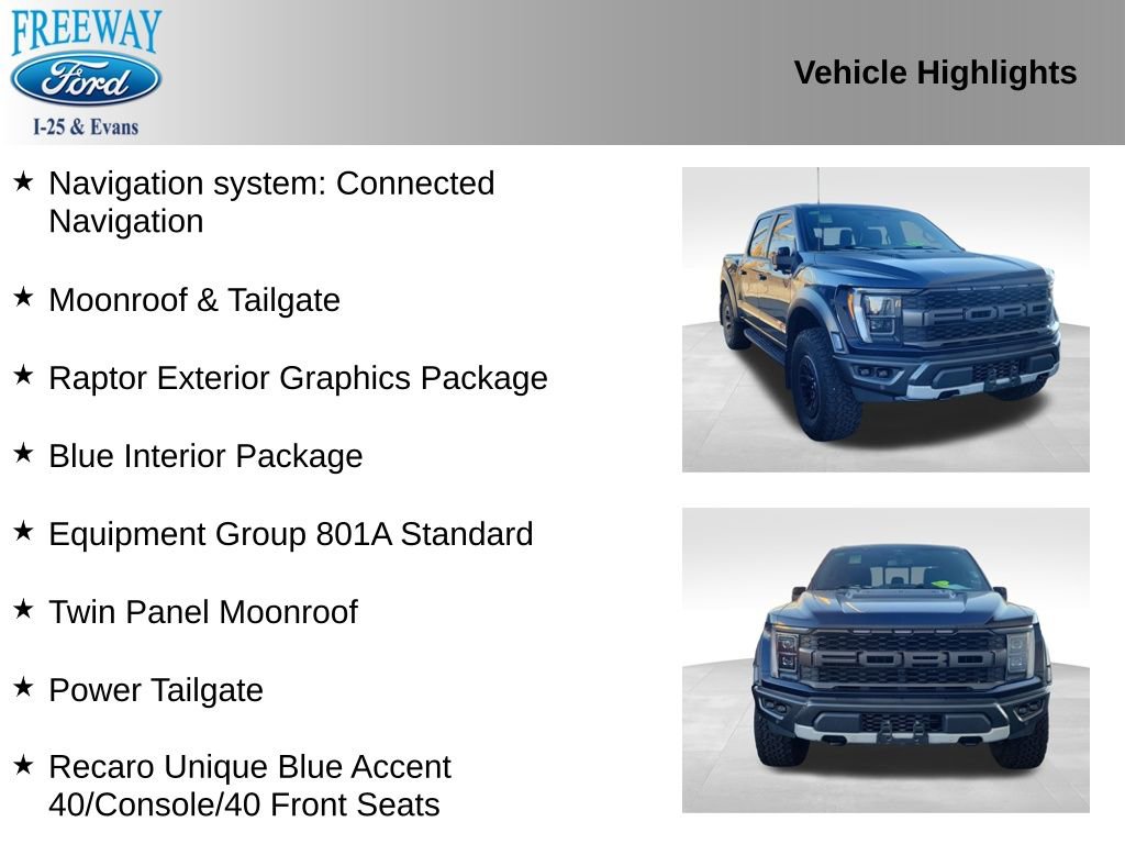 Certified 2023 Ford F150 Raptor w/ Blue Interior Package image 4