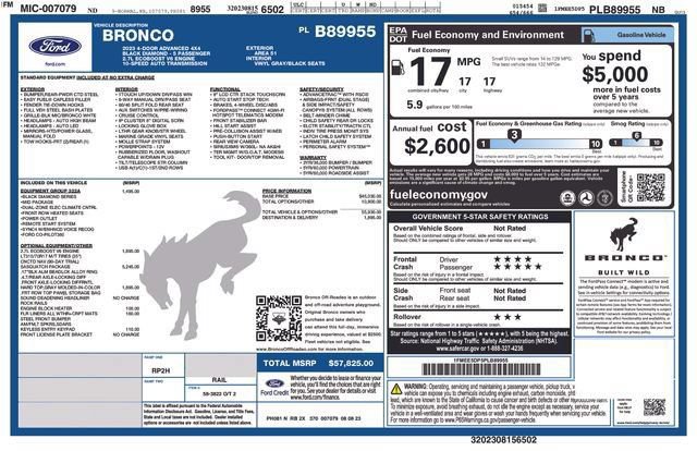 Certified 2023 Ford Bronco Black Diamond w/ Sasquatch Package AWD/4WD image 7