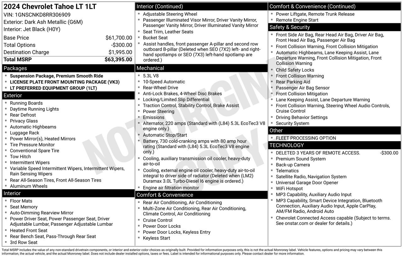 Used 2024 Chevrolet Tahoe LT RWD image 54