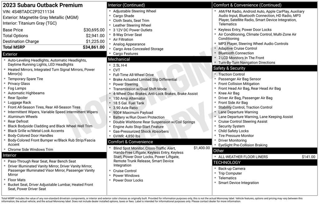 Used 2023 Subaru Outback Premium AWD/4WD image 34