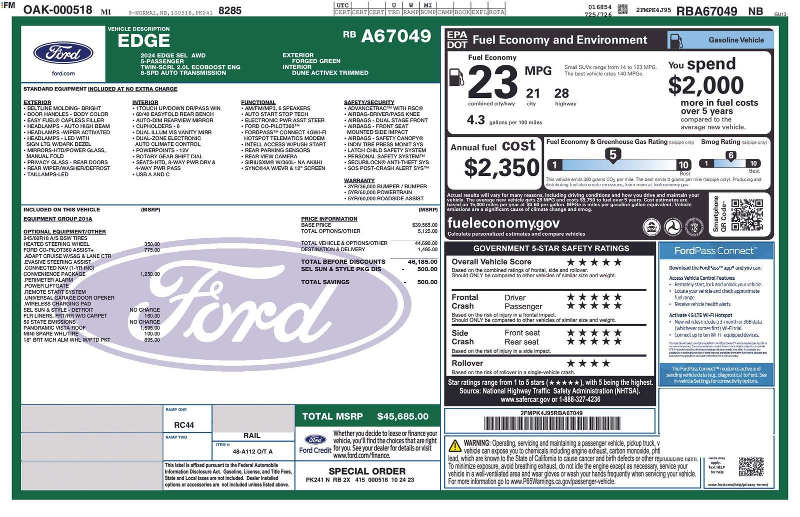 Certified 2024 Ford Edge SEL w/ Convenience Package image 10