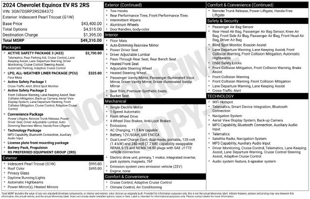 Used 2024 Chevrolet Equinox EV RS w/ Active Safety Package 3 FWD image 2