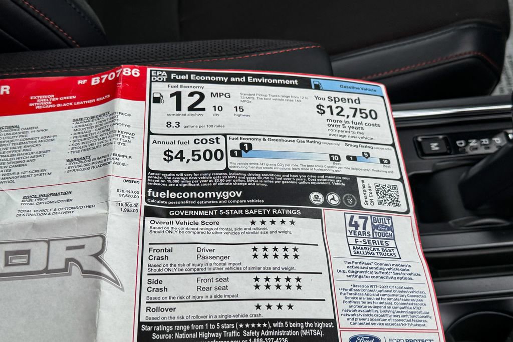 Certified 2024 Ford F150 Raptor w/ Equipment Group 803A Raptor R image 61