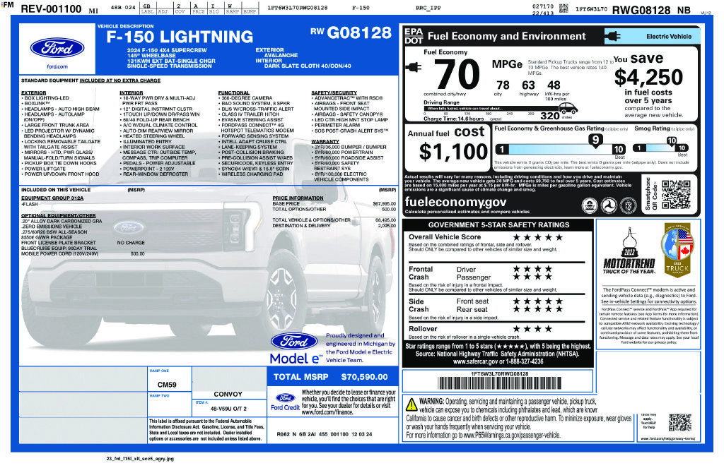 Certified 2024 Ford F150 Lightning Flash