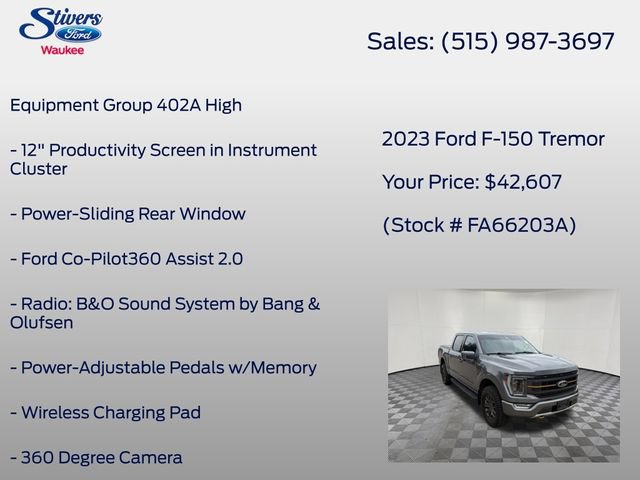 Certified 2023 Ford F150 Tremor w/ Equipment Group 402A High AWD/4WD image 6