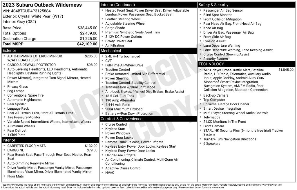 Used 2023 Subaru Outback Wilderness AWD/4WD image 35
