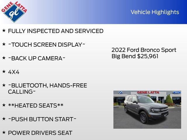 Certified 2022 Ford Bronco Sport Big Bend w/ Convenience Package image 29