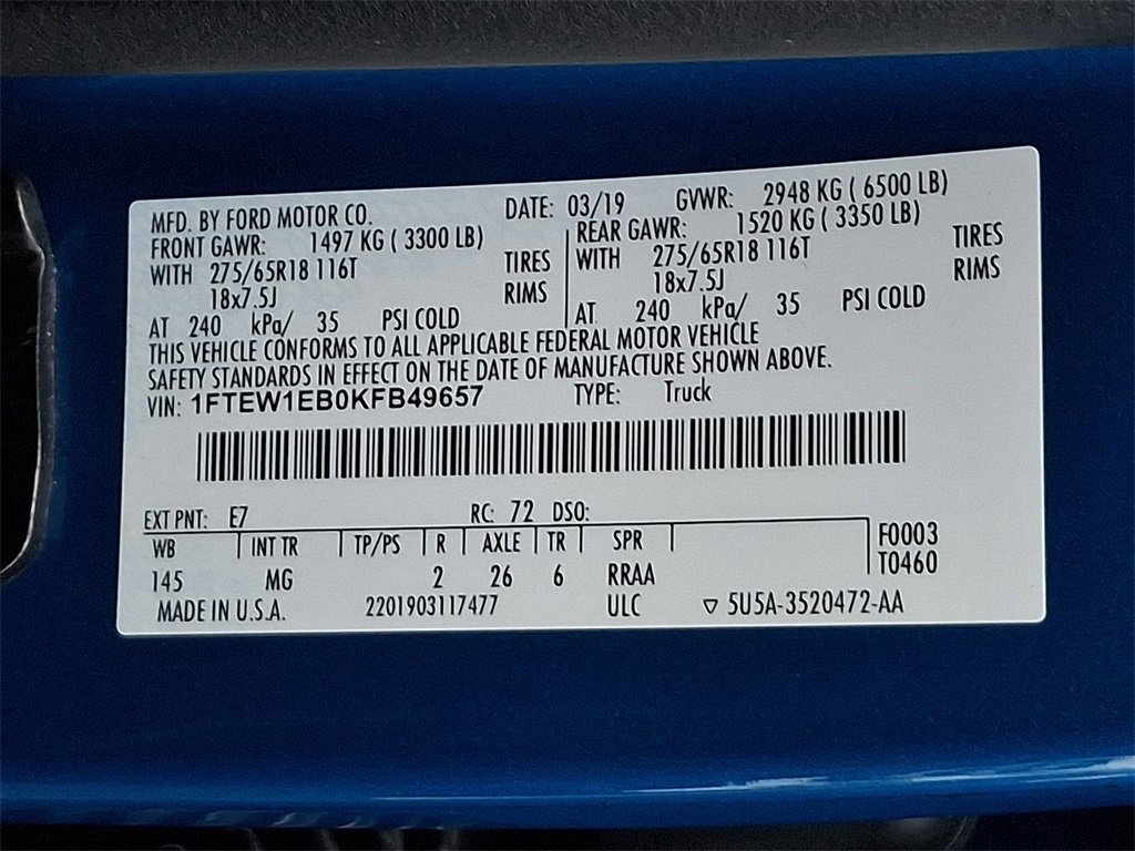 Certified 2019 Ford F150 XLT w/ Equipment Group 302A Luxury image 29