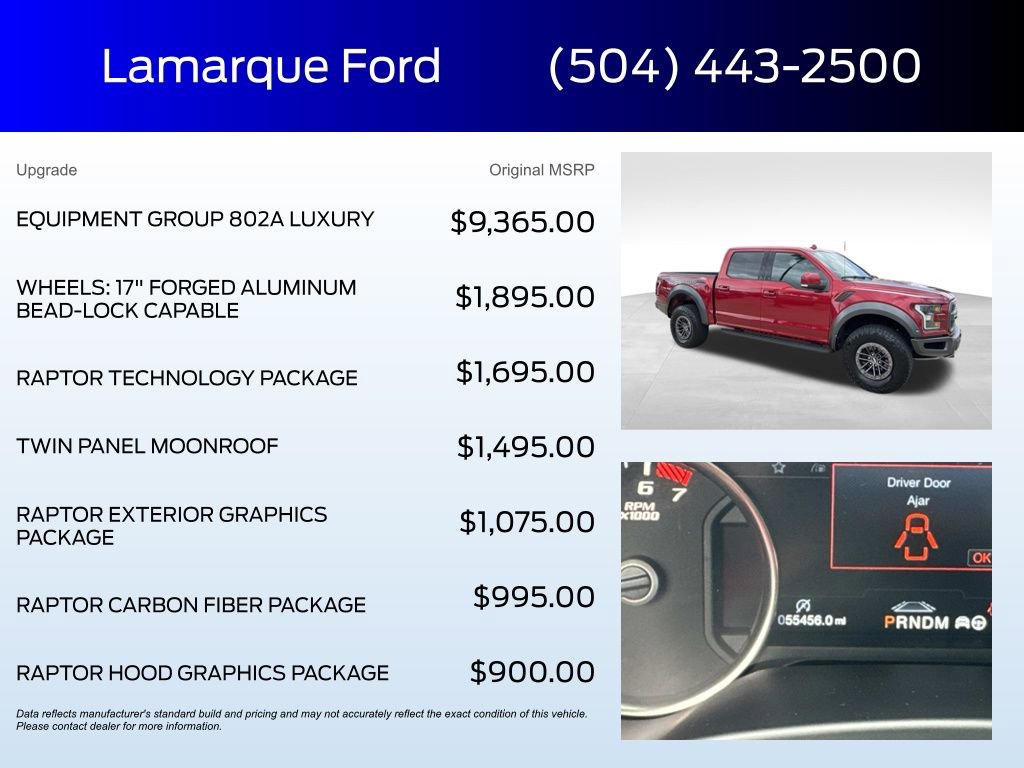 Certified 2019 Ford F150 Raptor w/ Equipment Group 802A Luxury image 2