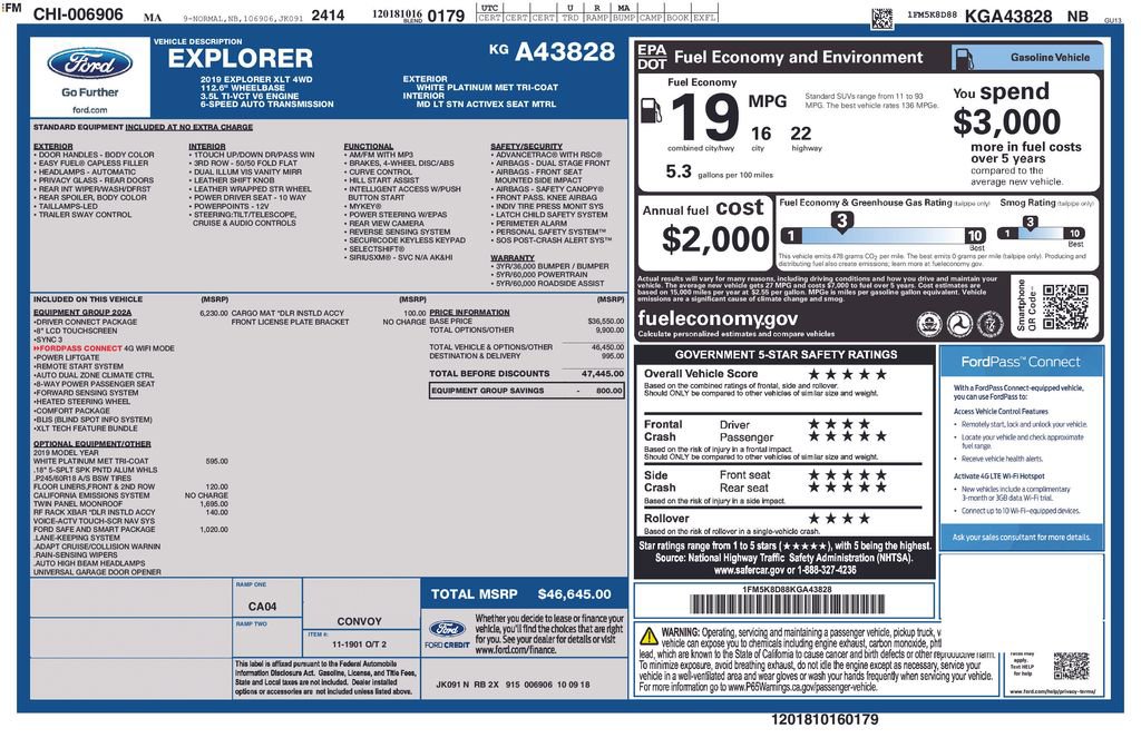 Certified 2019 Ford Explorer XLT w/ Equipment Group 202A AWD/4WD image 5