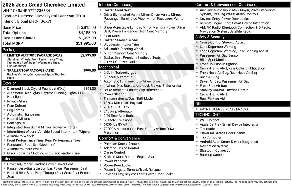Used 2026 Jeep Grand Cherokee Limited w/ Limited Altitude Package AWD/4WD image 48
