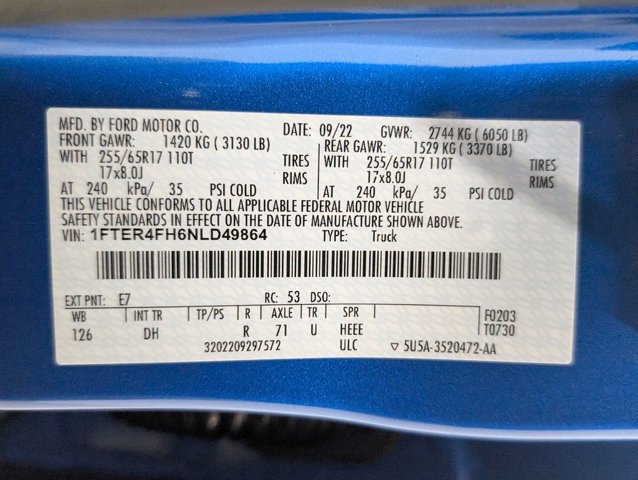 Certified 2022 Ford Ranger Lariat w/ Equipment Group 501A High image 11