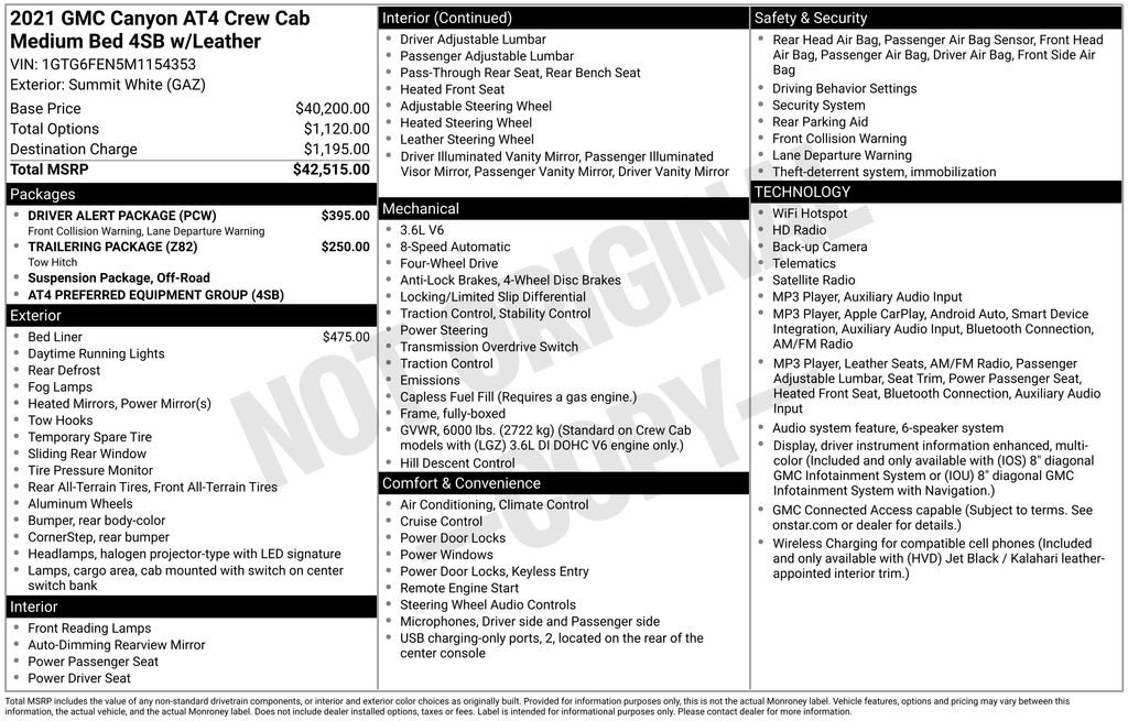 Used 2021 GMC Canyon AT4 w/ Driver Alert Package AWD/4WD image 9