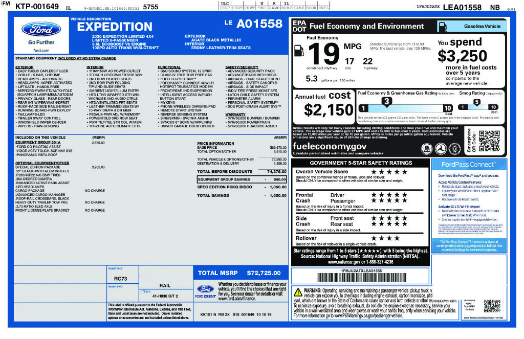 Certified 2020 Ford Expedition Limited w/ Special Edition Package AWD/4WD image 39
