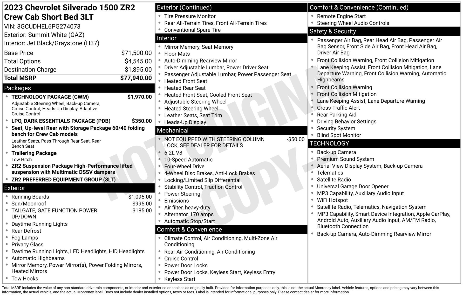 Used 2023 Chevrolet Silverado 1500 ZR2 w/ Technology Package AWD/4WD image 36