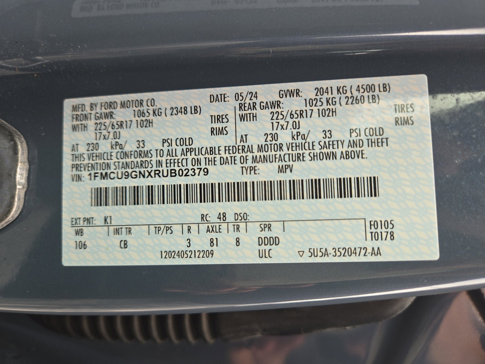 Certified 2024 Ford Escape Active AWD/4WD image 27