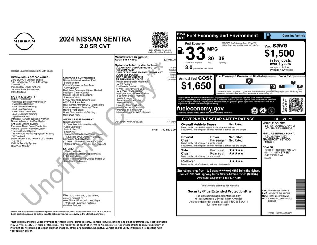 Used 2024 Nissan Sentra SR w/ SR Premium Package FWD image 39