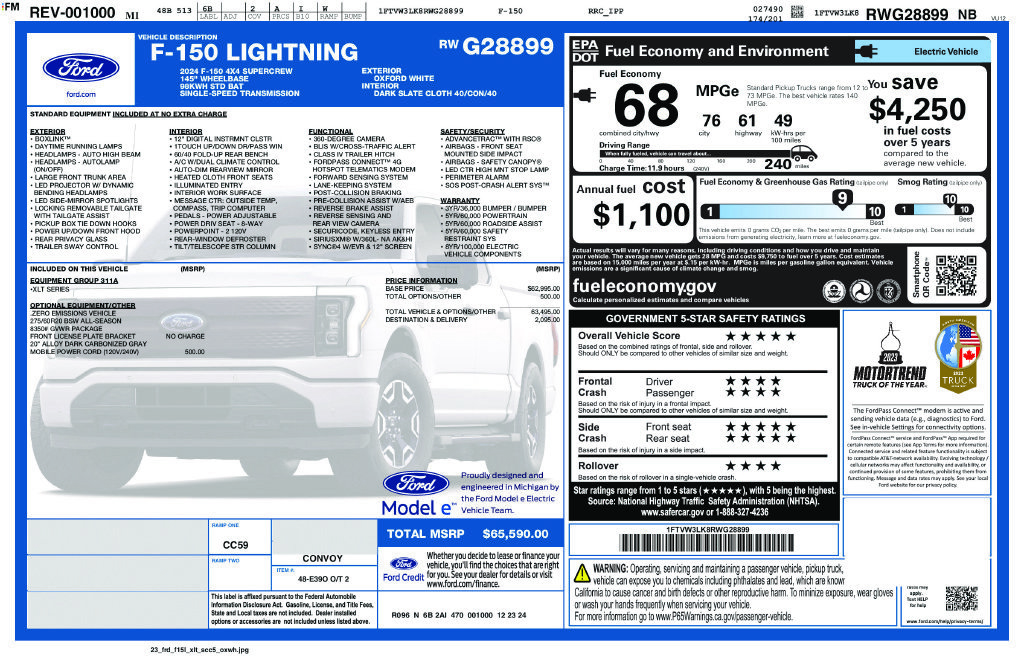 Certified 2024 Ford F150 Lightning XLT AWD/4WD image 34