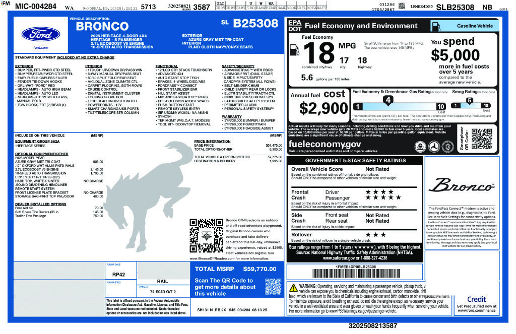 Certified 2025 Ford Bronco Heritage Edition AWD/4WD image 35