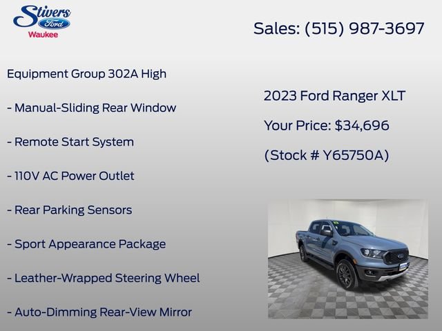 Certified 2023 Ford Ranger XLT w/ Equipment Group 302A High AWD/4WD image 8