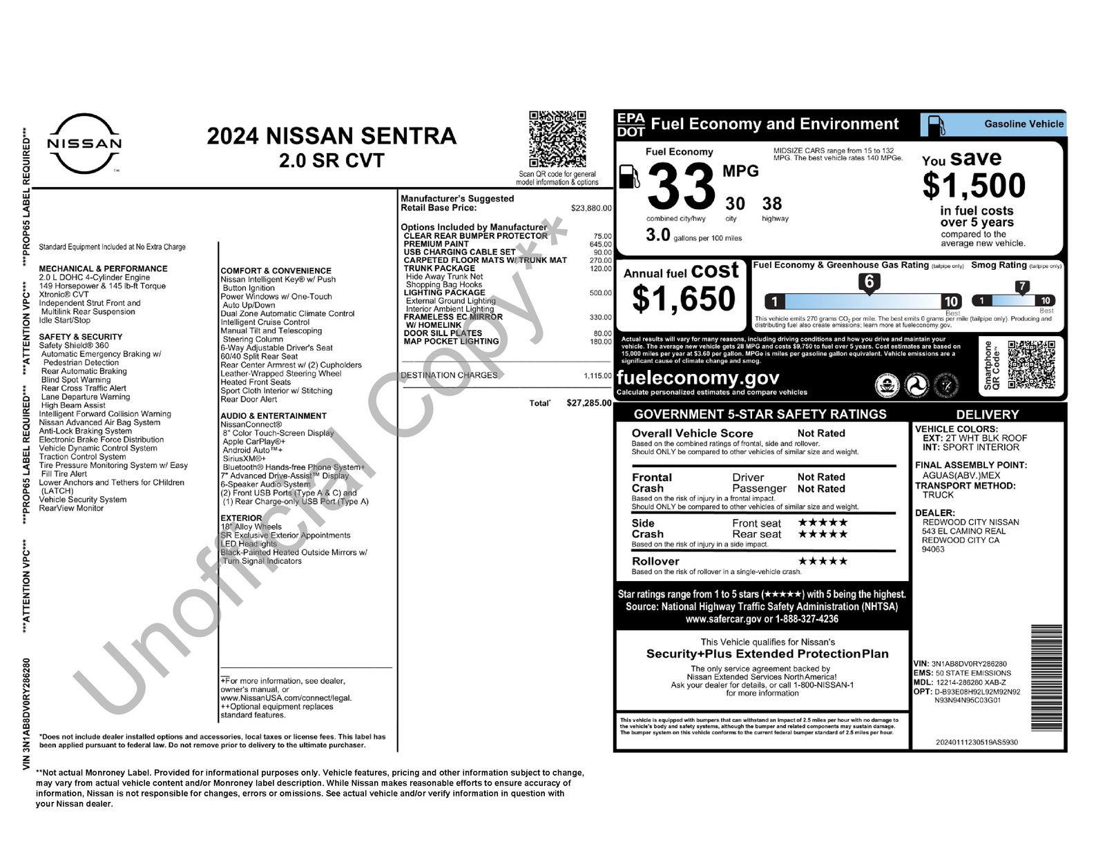 Used 2024 Nissan Sentra SR w/ Lighting Package FWD image 16
