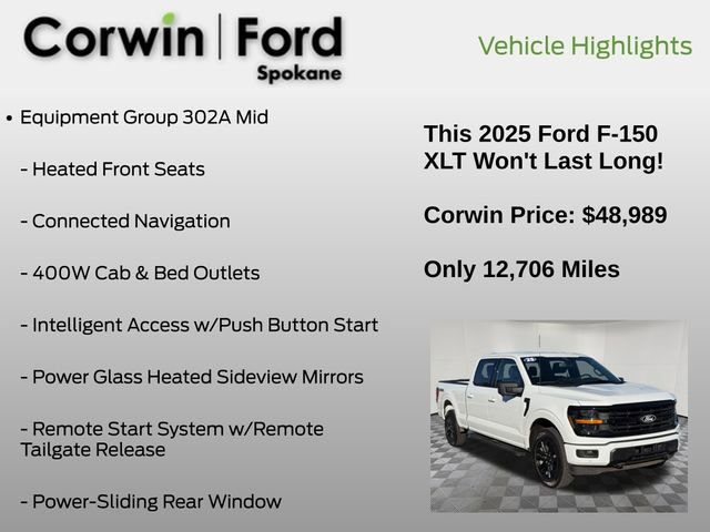 Certified 2025 Ford F150 XLT w/ Equipment Group 302A MID image 19
