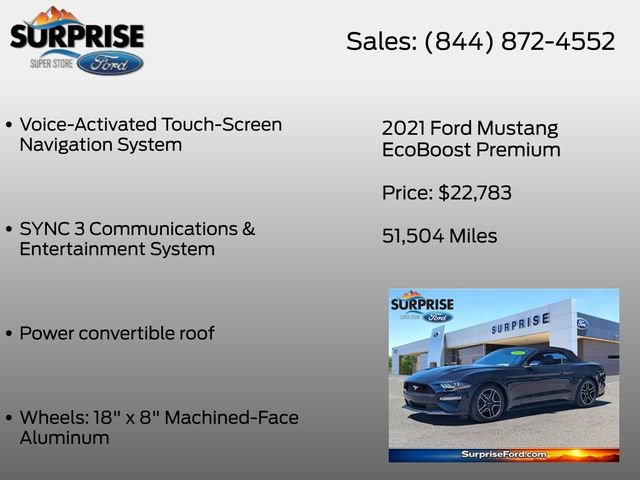 Certified 2021 Ford Mustang Premium w/ Ford Safe & Smart Package RWD image 13