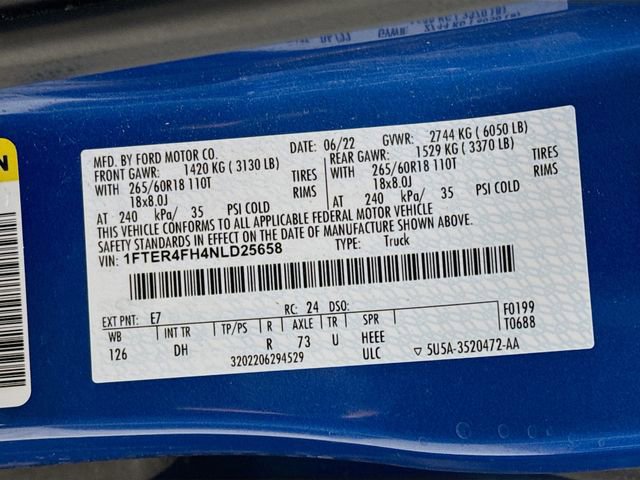 Certified 2022 Ford Ranger Lariat w/ Equipment Group 501A High image 35