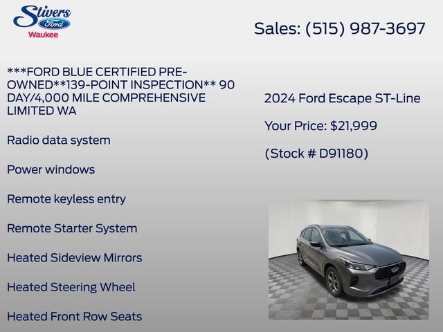 Certified 2024 Ford Escape ST-Line AWD/4WD image 16