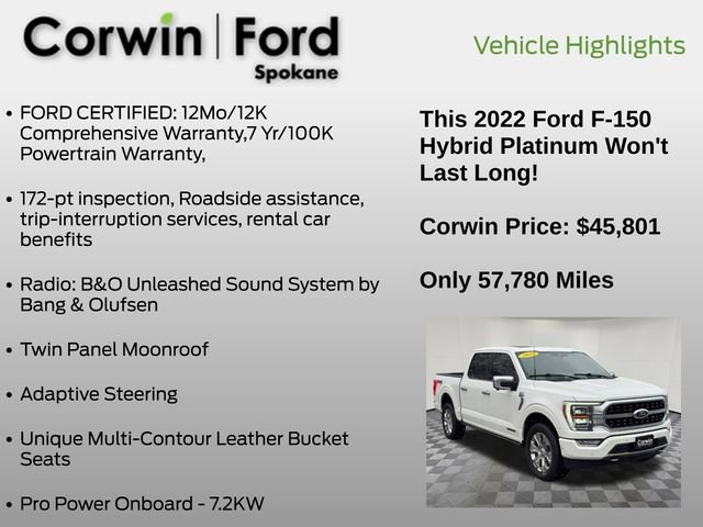 Certified 2022 Ford F150 Platinum w/ Equipment Group 701A High image 25