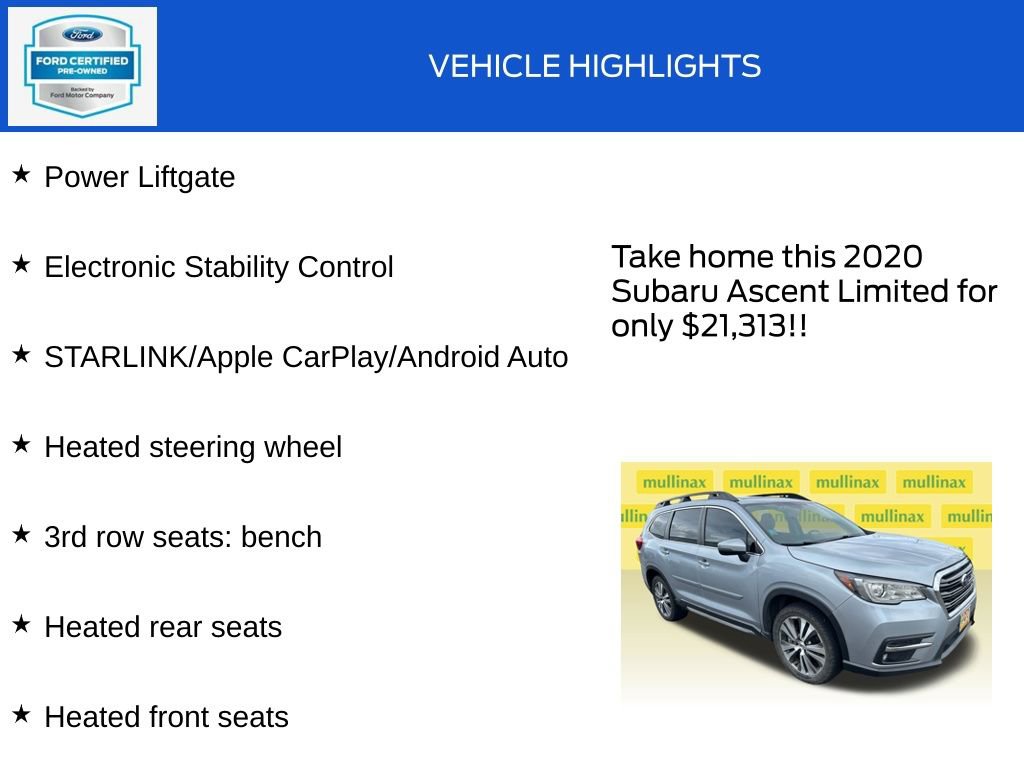Used 2020 Subaru Ascent Limited w/ Technology Package AWD/4WD image 19