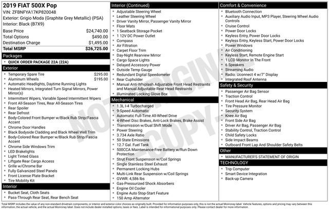 Used 2019 FIAT 500X Pop image 28