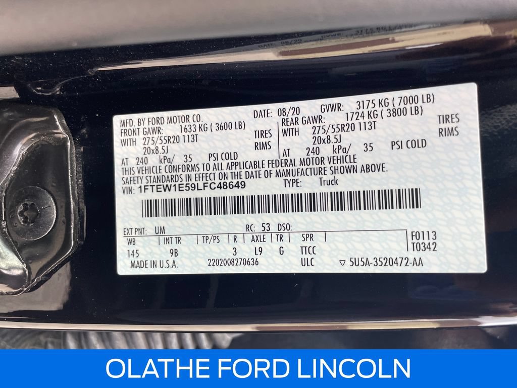 Certified 2020 Ford F150 Platinum w/ Equipment Group 701A Luxury AWD/4WD image 26