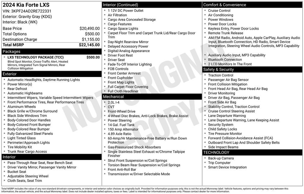 Used 2024 Kia Forte LXS w/ LXS Technology Package FWD image 26