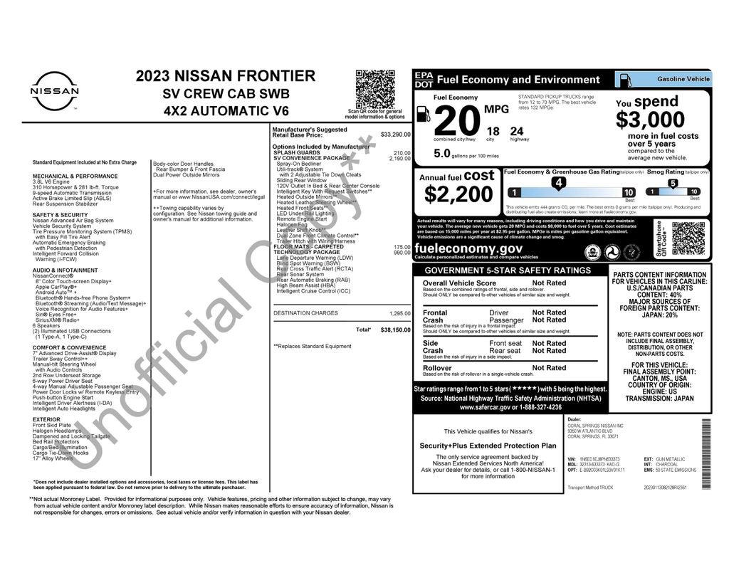 Used 2023 Nissan Frontier SV w/ SV Convenience Package RWD image 5