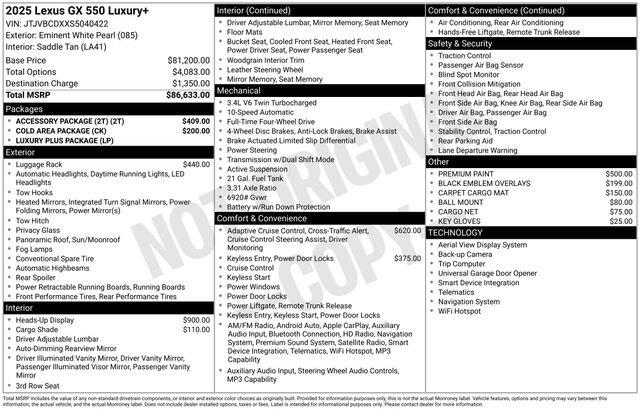 Used 2025 Lexus GX 550 w/ Accessory Package (2T) AWD/4WD image 6