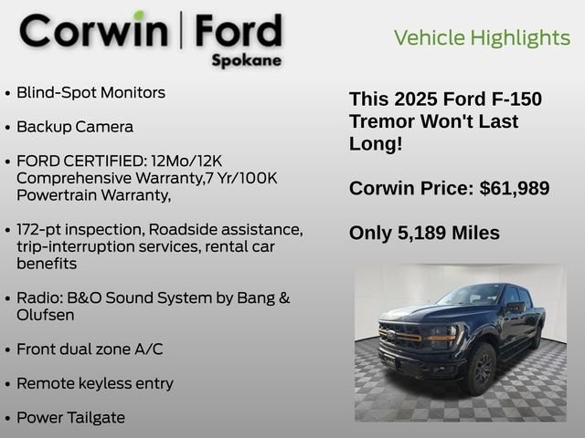 Certified 2025 Ford F150 Tremor w/ Bed Utility Package AWD/4WD image 7