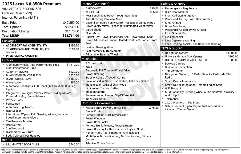 Used 2025 Lexus NX 350h AWD w/ Accessory Package (2T) image 37